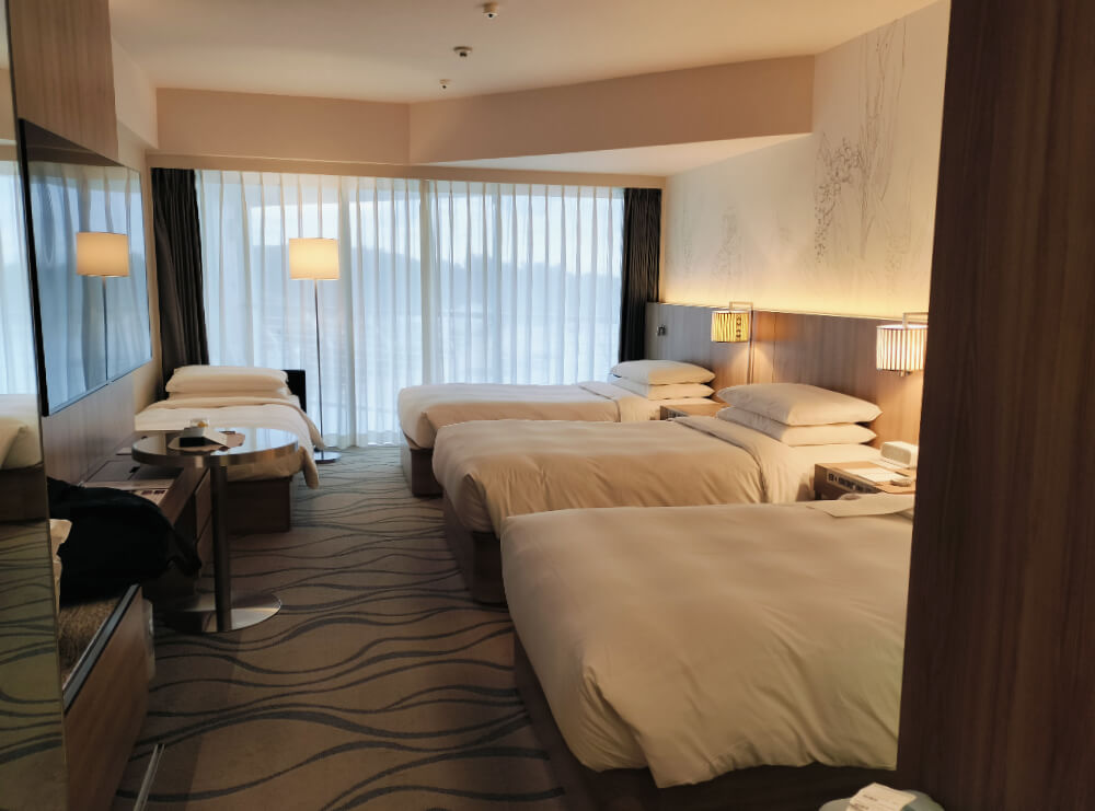 入口側からお部屋を見た様子。今回はベッドが４台あります