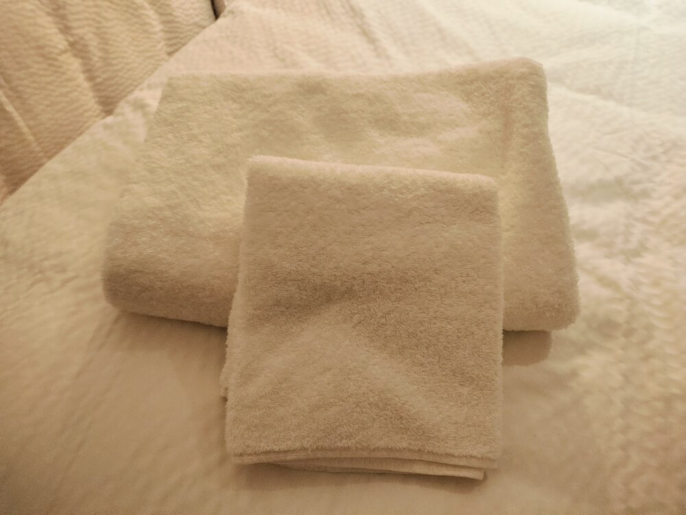 子ども用にもらったビニール袋の中身はタオル。